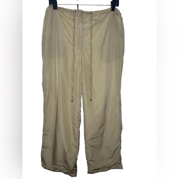 ‘S MaxMara Tan Baggy Nylon Track Drawstring Trouser Joggers Size Large - Picture 1 of 13